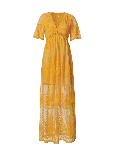 Denise | Women's V-Neck Long Maxi Dress-Metro Lane Plaza