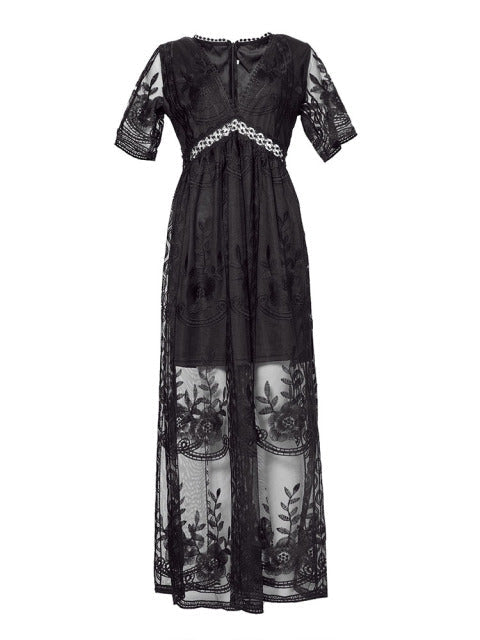 Denise | Women's V-Neck Long Maxi Dress-Metro Lane Plaza