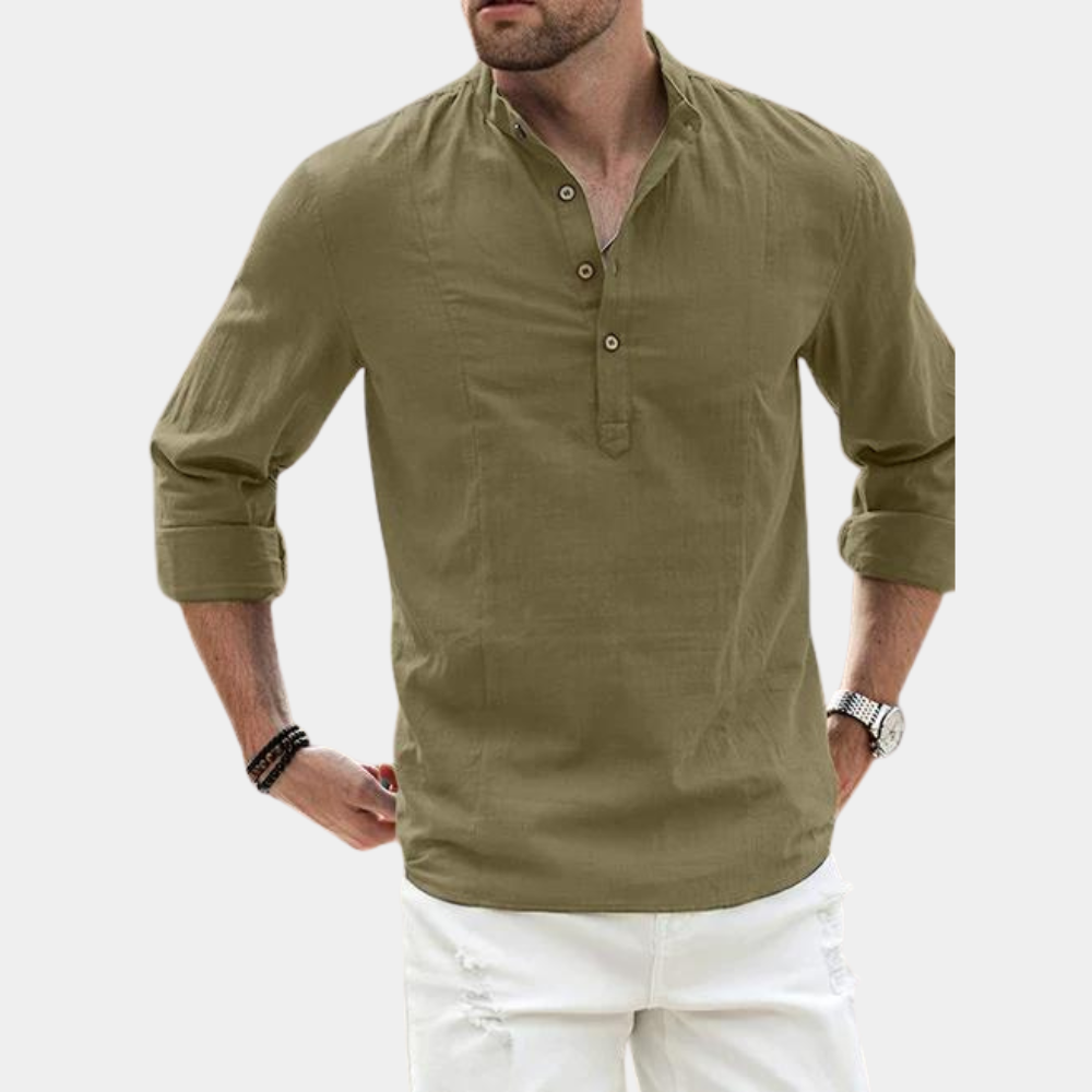 Men's Long Sleeve Henley Shirt | Stylish Casual Wear for Every Occasion-Metro Lane Plaza