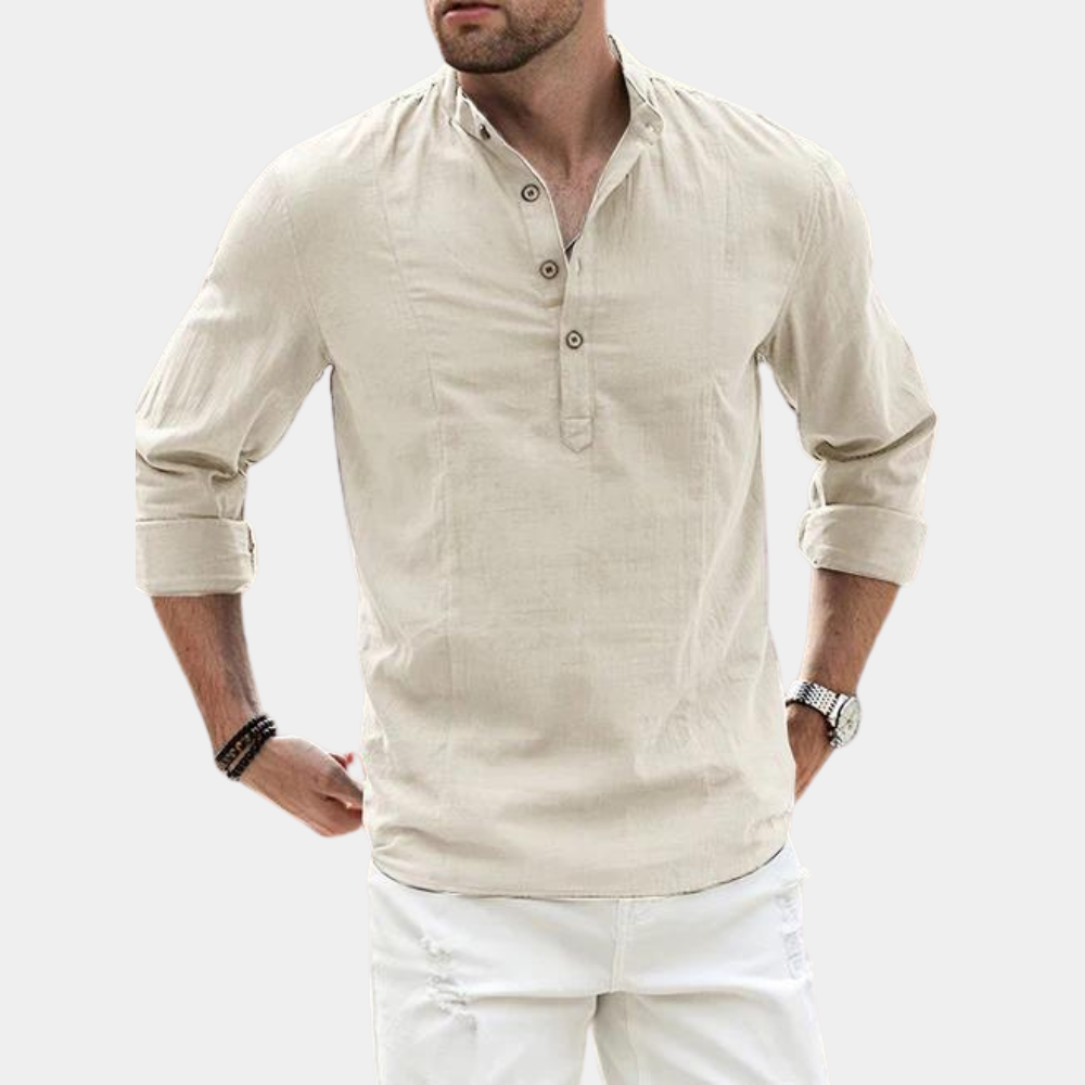 Men's Long Sleeve Henley Shirt | Stylish Casual Wear for Every Occasion-Metro Lane Plaza