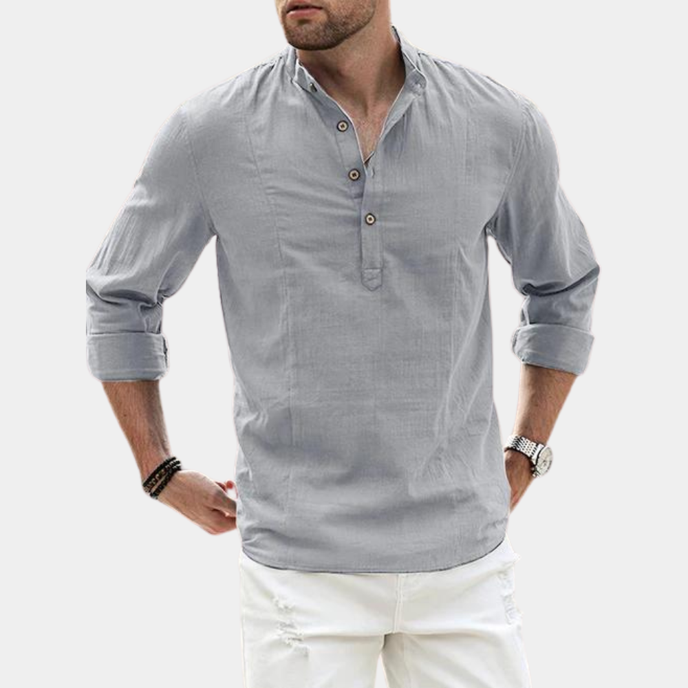 Men's Long Sleeve Henley Shirt | Stylish Casual Wear for Every Occasion-Metro Lane Plaza