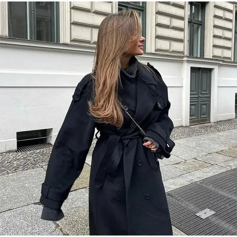 Gabardina clásica cruzada de mujer