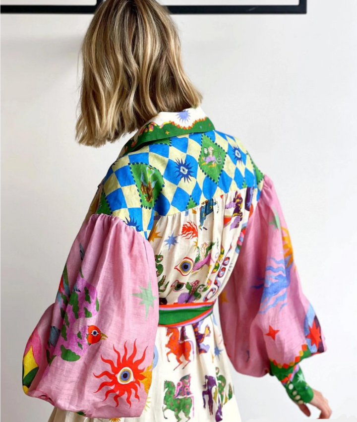 Dominique | Women's Floral Maxi Shirt Dress-Metro Lane Plaza