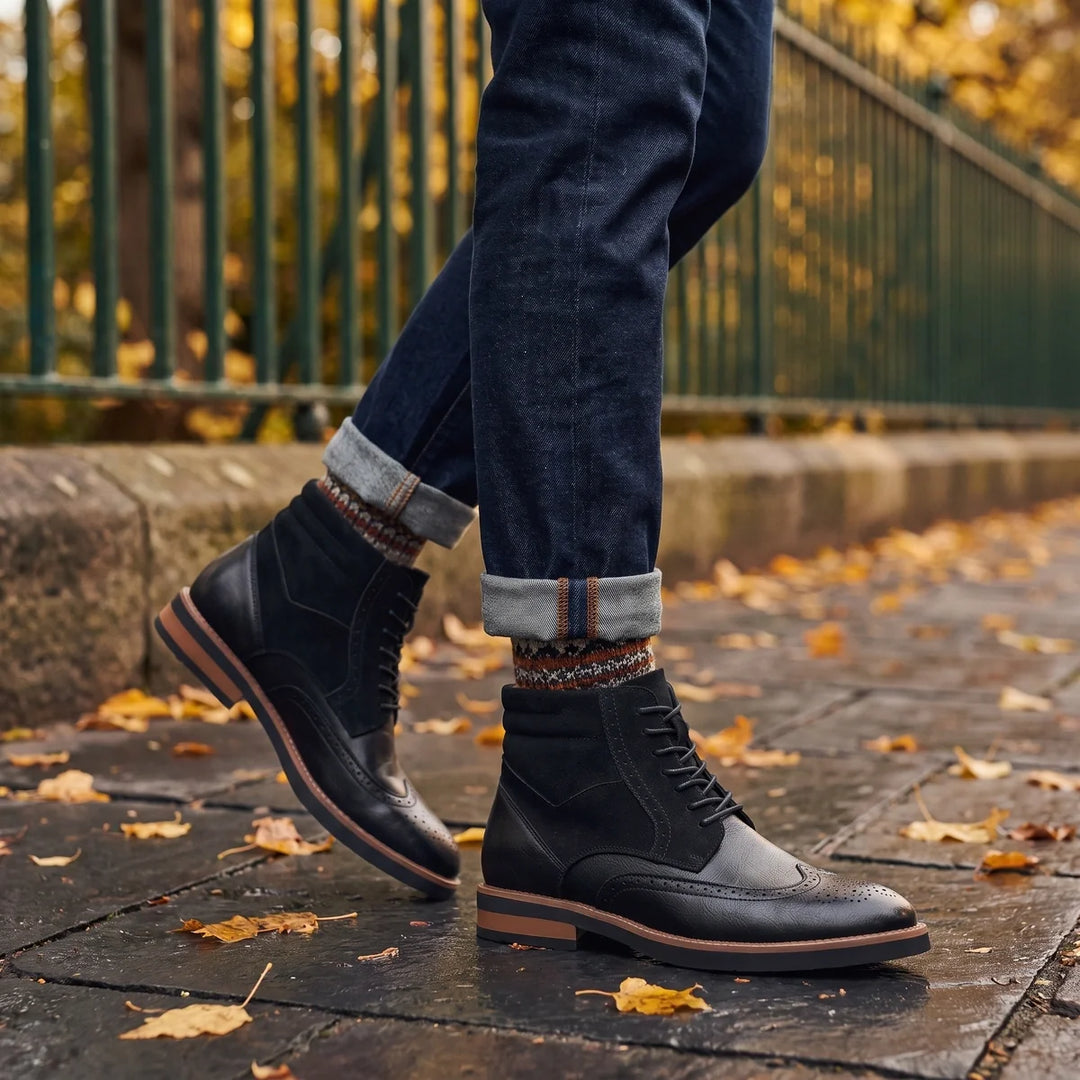 Botas brogue de punta alada para hombre