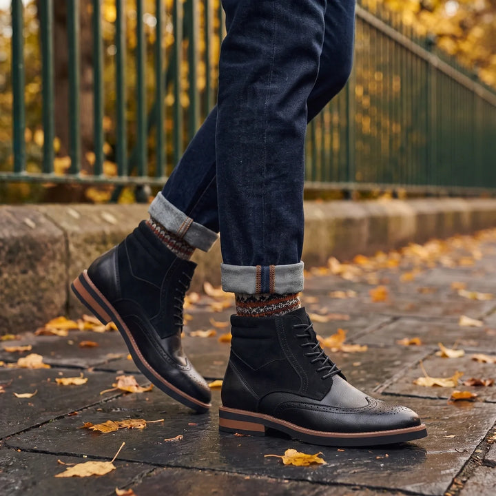 Botas brogue de punta alada para hombre