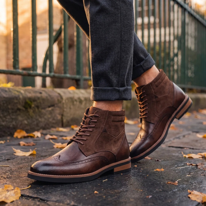 Botas brogue de punta alada para hombre