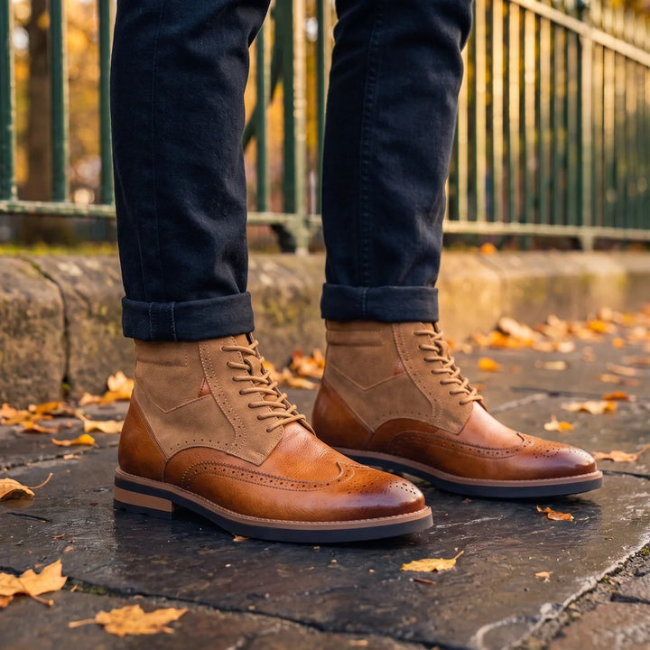 Botas brogue de punta alada para hombre