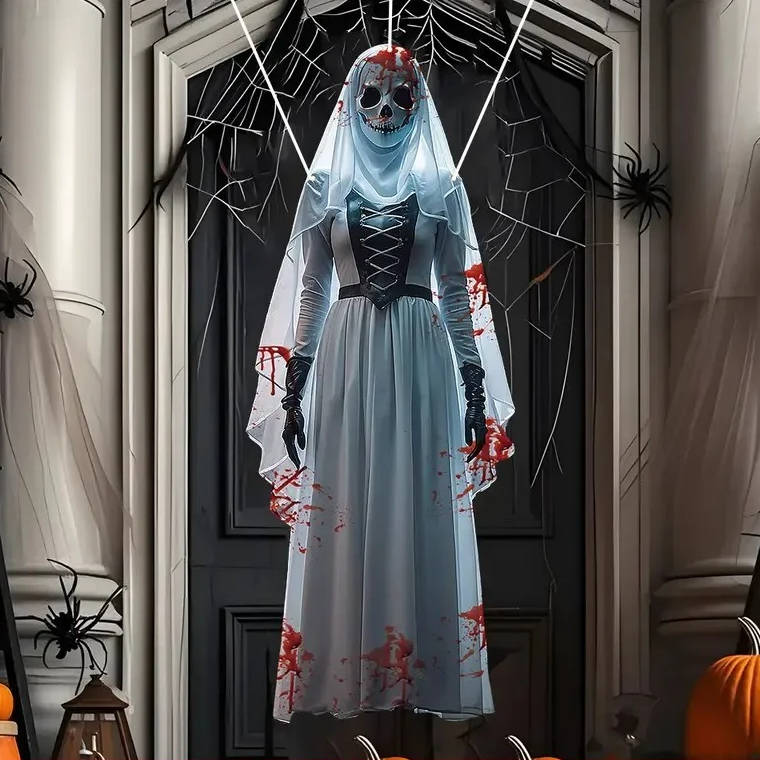 Halloween-ophæng med kraniebrud til kvinder og vejrbestandigt stof