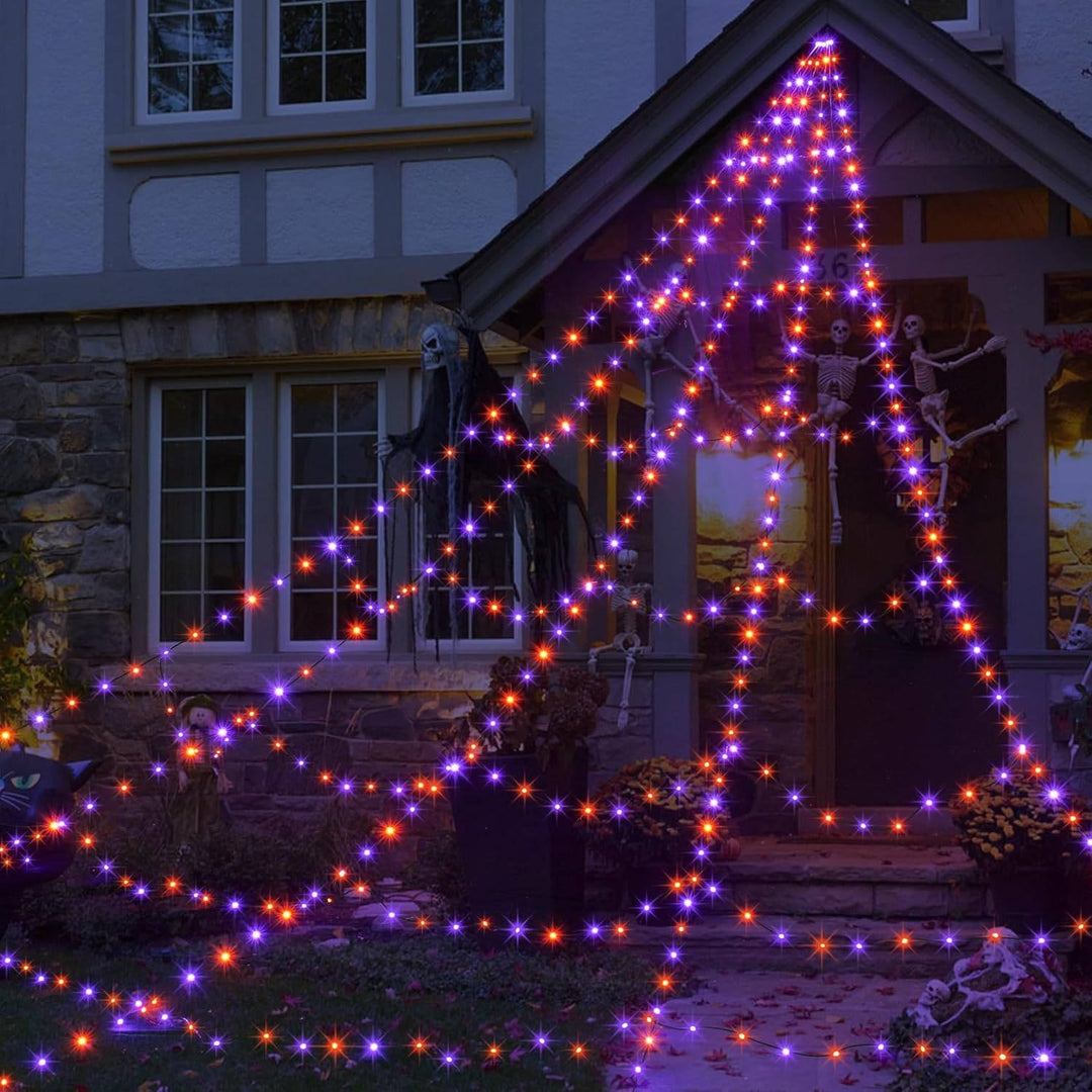 Luces LED de telaraña para Halloween, de 16.4 FT, con control remoto, para mujer