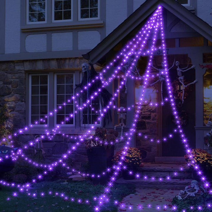 Luces LED de telaraña para Halloween, de 16.4 FT, con control remoto, para mujer
