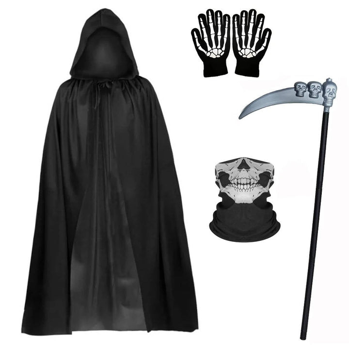 Costume da Tristo Mietitore con occhi luminosi e guanti da scheletro