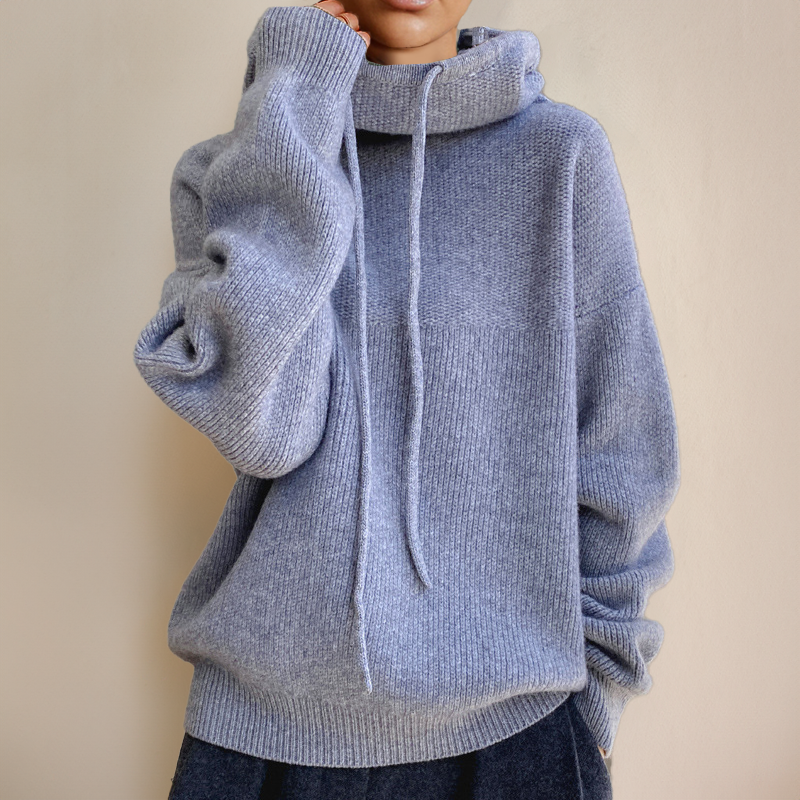 Hyggelig oversized sweater-hoodie til kvinder med sjalskrave