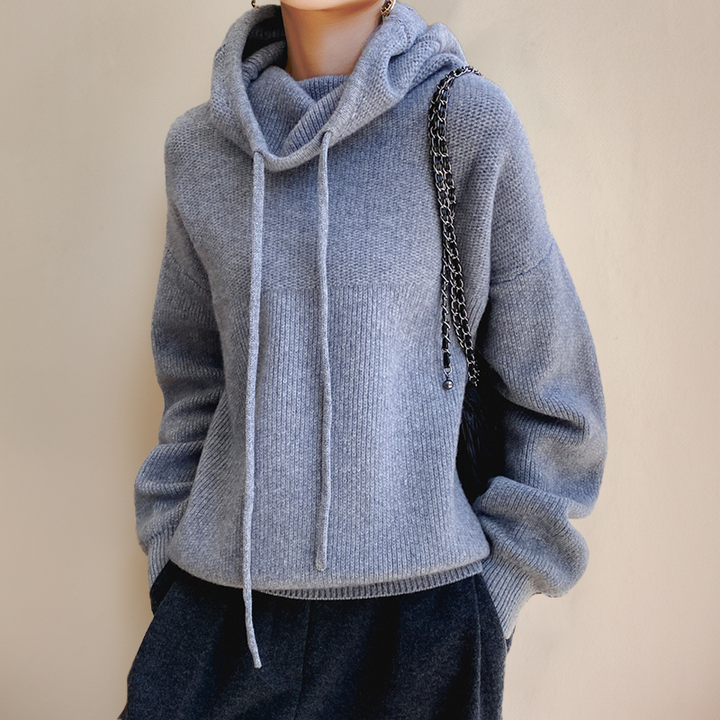 Hyggelig oversized sweater-hoodie til kvinder med sjalskrave