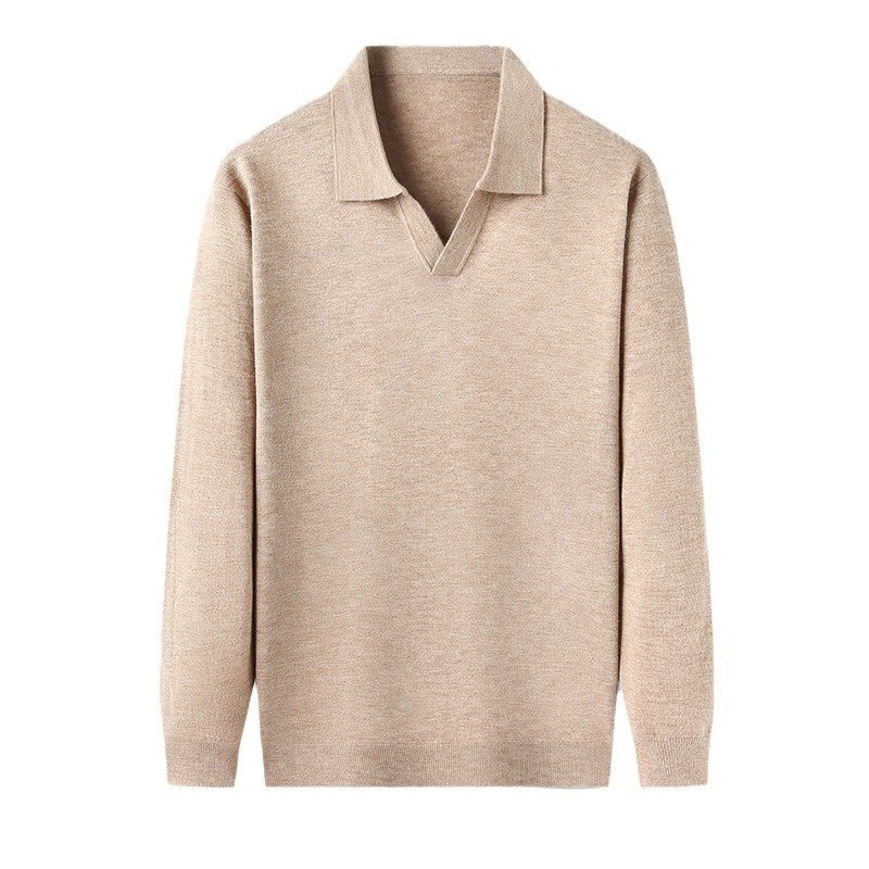 Dwayne | Men's Long Sleeve V-Neck Casual Polo Shirt-Metro Lane Plaza