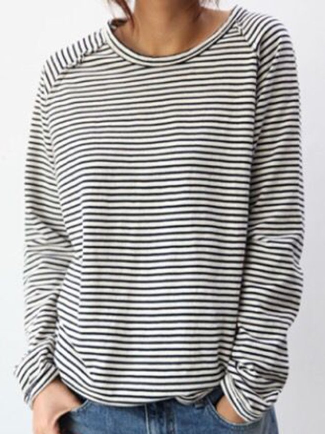Sophia | Women's Elegant Striped Long Sleeve Top – Breathable Design-Metro Lane Plaza