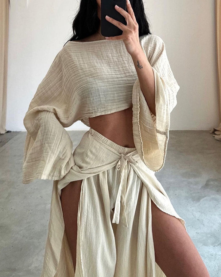 Stacy | Women's Gauze Two-Piece Outfit-Metro Lane Plaza