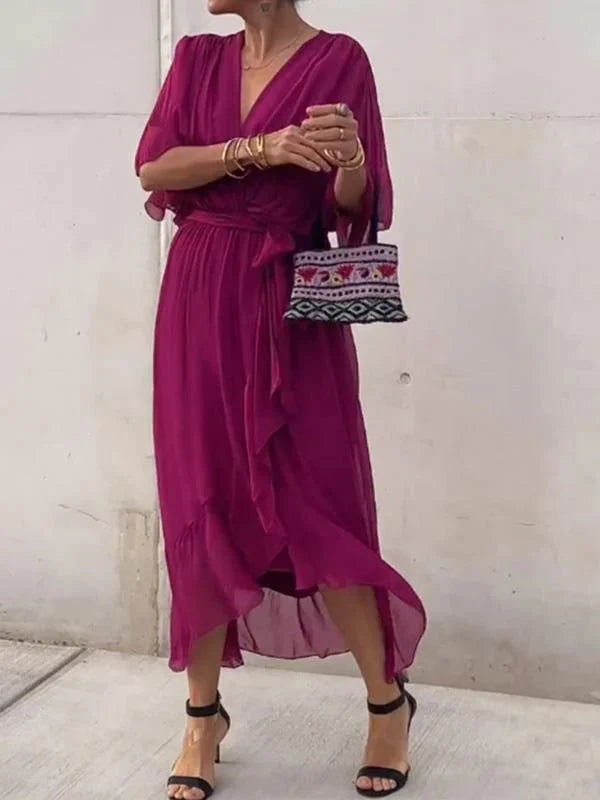 Women's Flowy Casual Midi Dress-Metro Lane Plaza