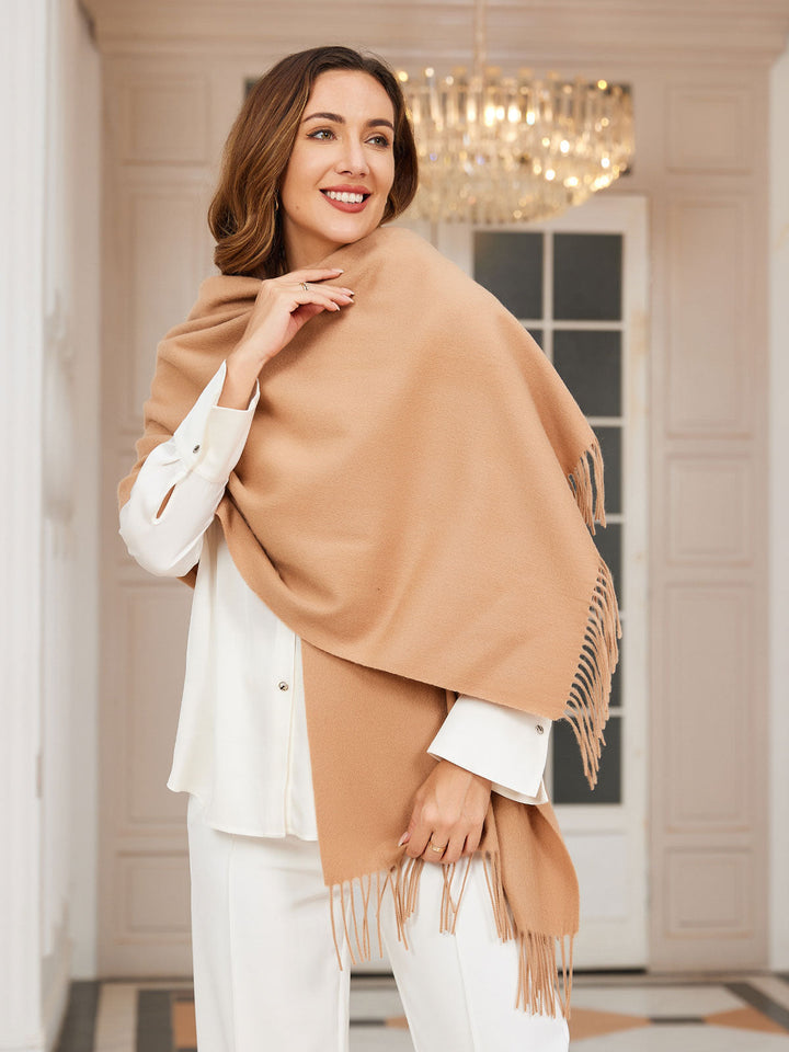 Dikra Wool Scarf | Women's Elegant Fringed Wool Scarf for Warmth-Metro Lane Plaza