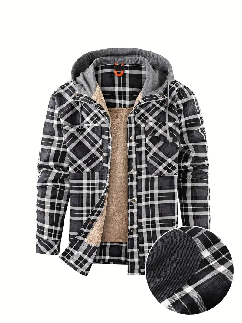 Karierte Jacke mit Kapuze für Herren