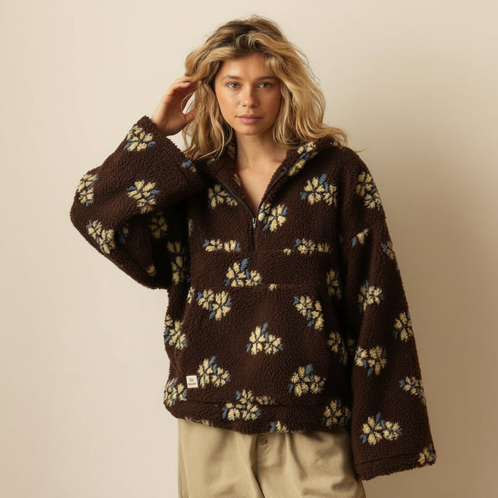 Fleece-damessweatshirt Flower Power
