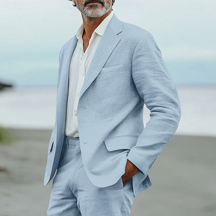 Men's Stylish Linen Two-Piece Suit-Metro Lane Plaza