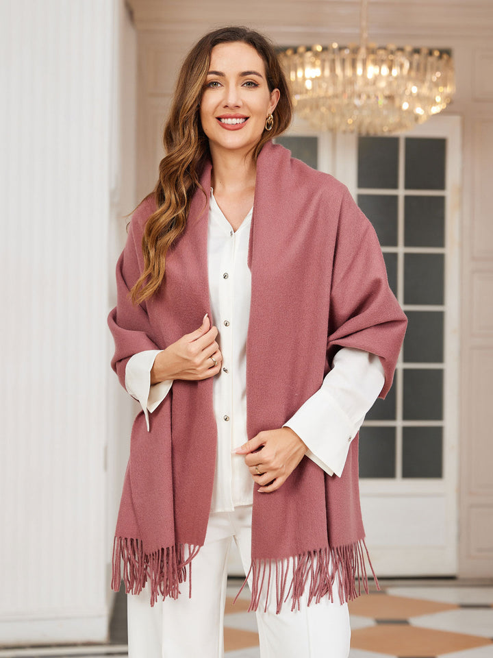 Dikra Wool Scarf | Women's Elegant Fringed Wool Scarf for Warmth-Metro Lane Plaza
