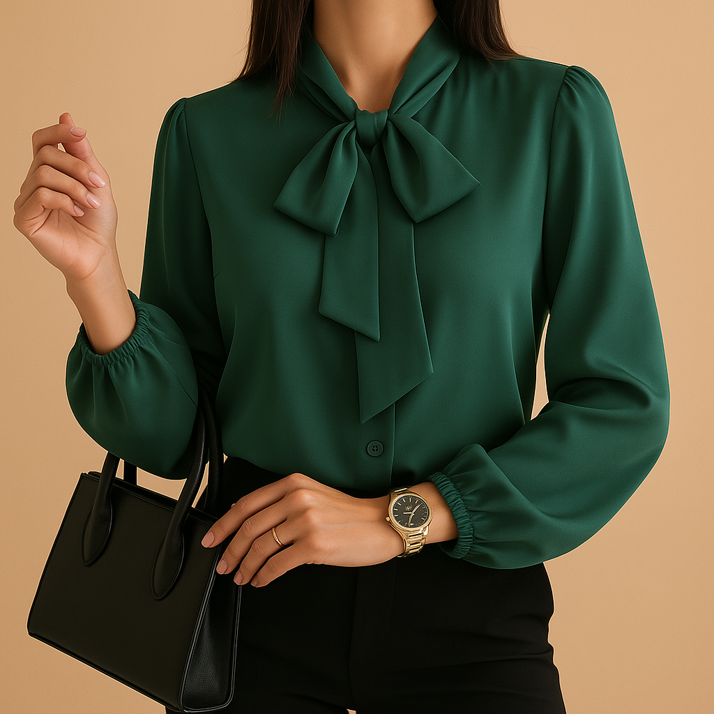 Maria | Stylish women's blouse with bow accent-Metro Lane Plaza