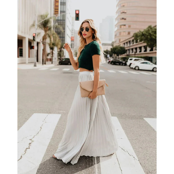 Women's Elegant Pleated Maxi Skirt for Stylish Outfits-Metro Lane Plaza