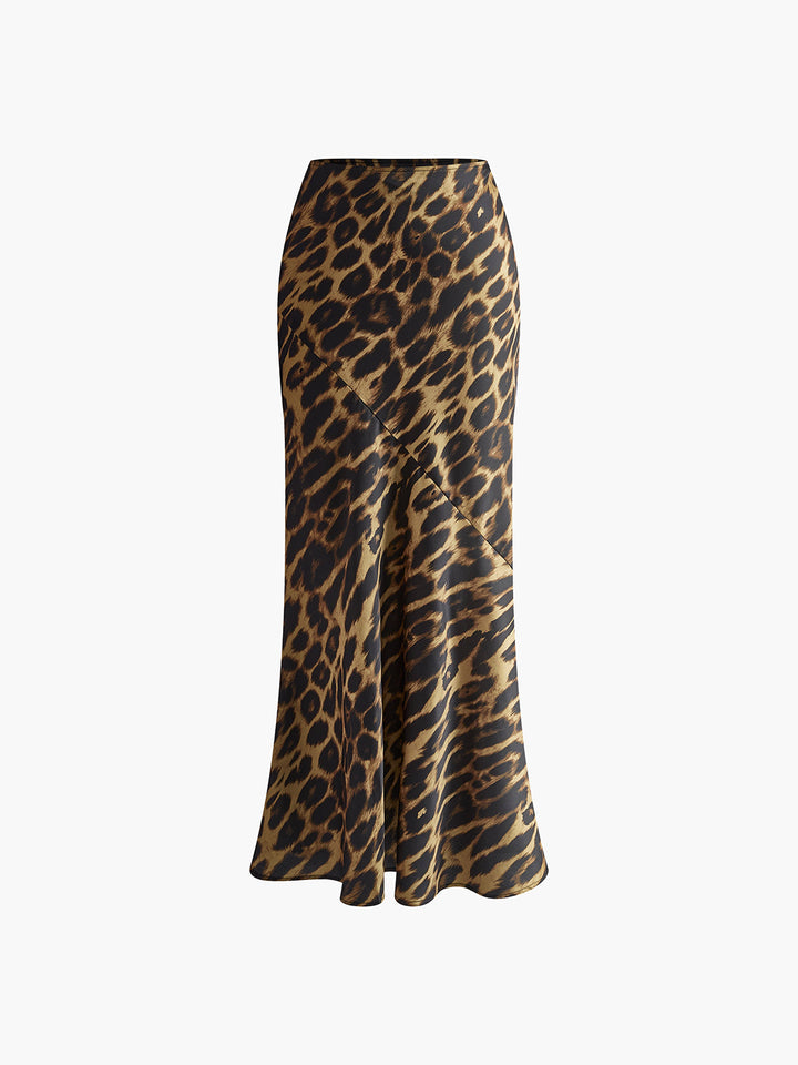 Women's Slim Leopard Print Maxi Skirt-Metro Lane Plaza