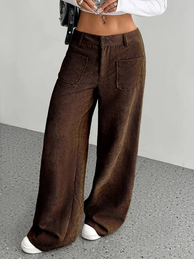 Ainsley | Women's Wide Leg Corduroy Pants-Metro Lane Plaza