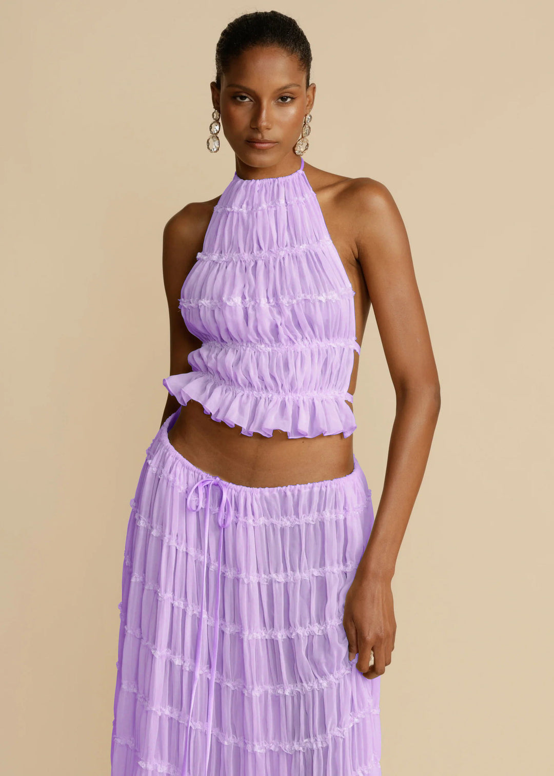 Sophia | Women's 2pcs Dress Suit with Sleeveless Halter Top and Skirt-Metro Lane Plaza