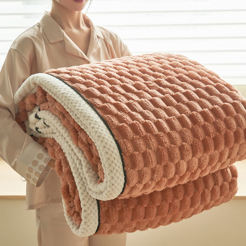 Reversible Thick Coral Fleece Blanket - Soft and Cozy-Metro Lane Plaza
