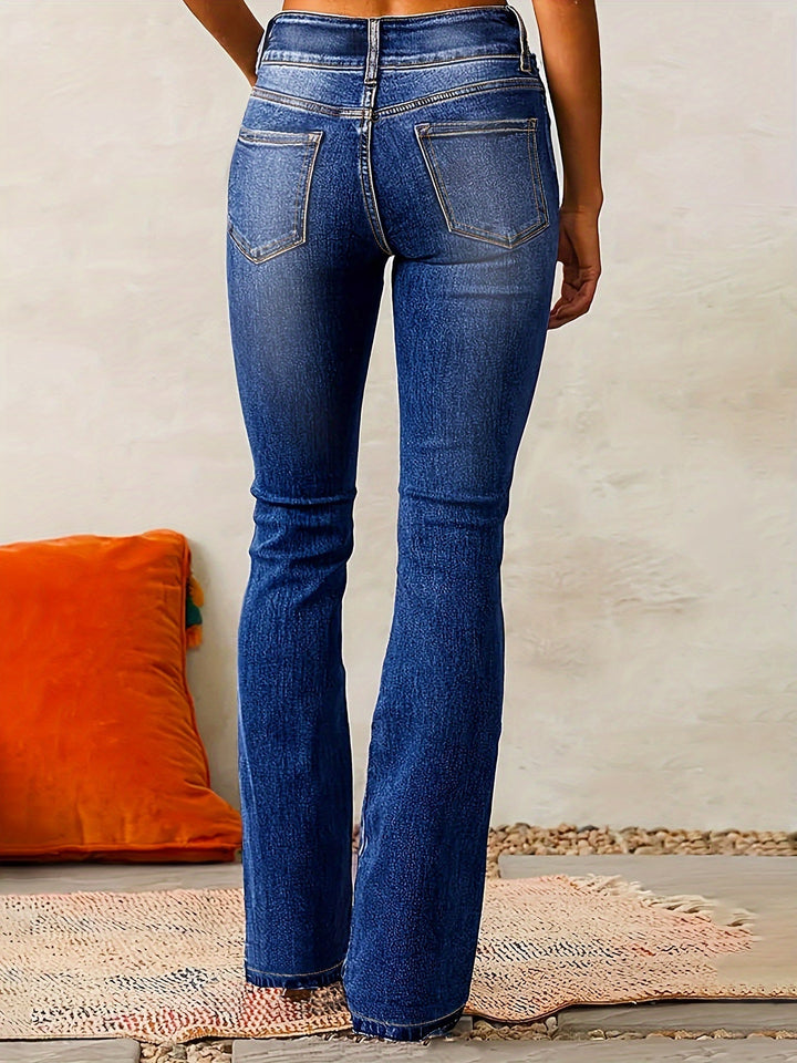 Aya | Women's High-Waisted Flared Jeans-Metro Lane Plaza