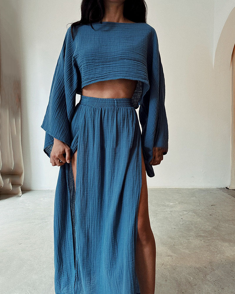Sylvia | Women's Gauze Two-Piece Outfit-Metro Lane Plaza