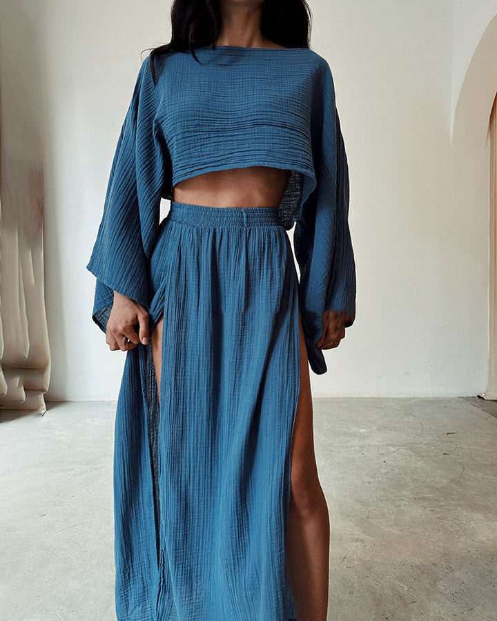 Sylvia | Women's Gauze Two-Piece Outfit-Metro Lane Plaza