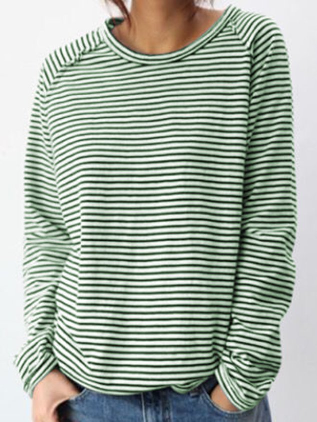 Sophia | Women's Elegant Striped Long Sleeve Top – Breathable Design-Metro Lane Plaza