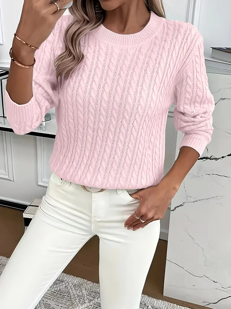 Pullover da donna dalla vestibilità comoda, in maglia a trecce