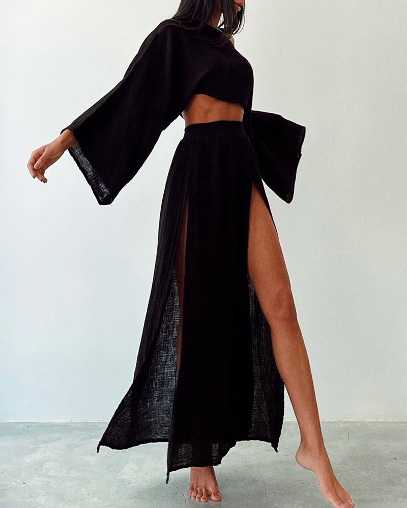 Sylvia | Women's Gauze Two-Piece Outfit-Metro Lane Plaza