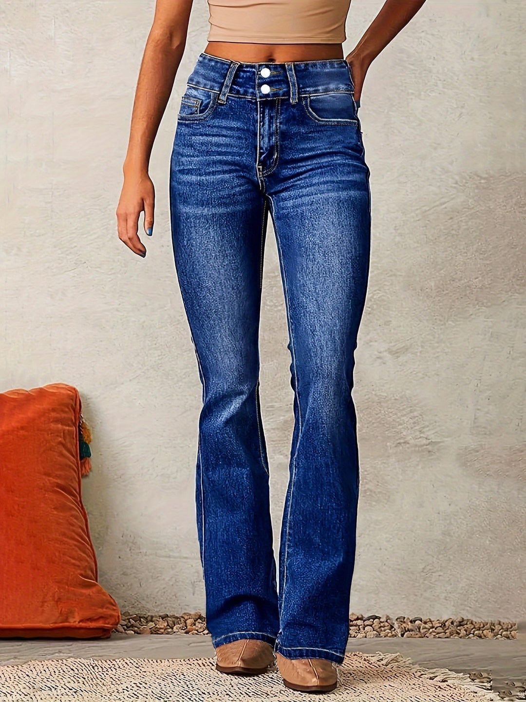 Aya | Women's High-Waisted Flared Jeans-Metro Lane Plaza