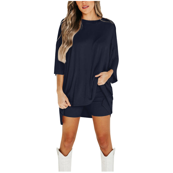Summer Shorts Suit | Women's Loose T-Shirt & Slim Fit Pants-Metro Lane Plaza
