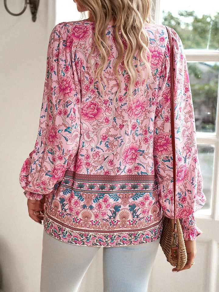 Felicia | Women's Floral Long Sleeve Blouse-Metro Lane Plaza