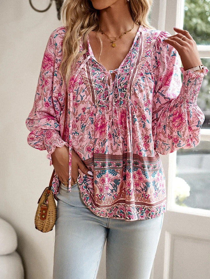Felicia | Women's Floral Long Sleeve Blouse-Metro Lane Plaza