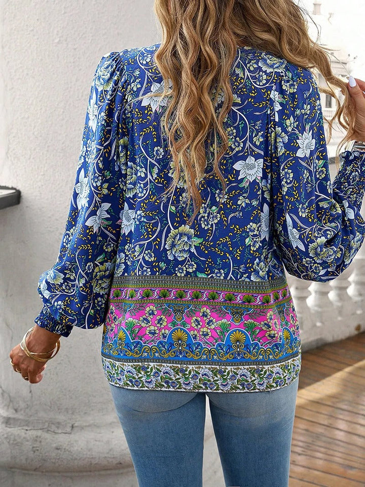 Felicia | Women's Floral Long Sleeve Blouse-Metro Lane Plaza