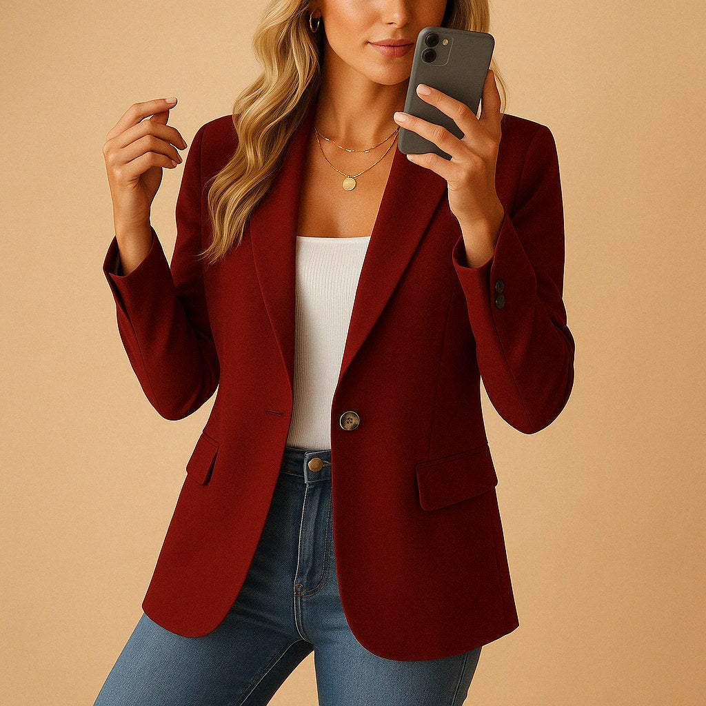Blazer entallado de mujer, chaqueta otoñal estructurada