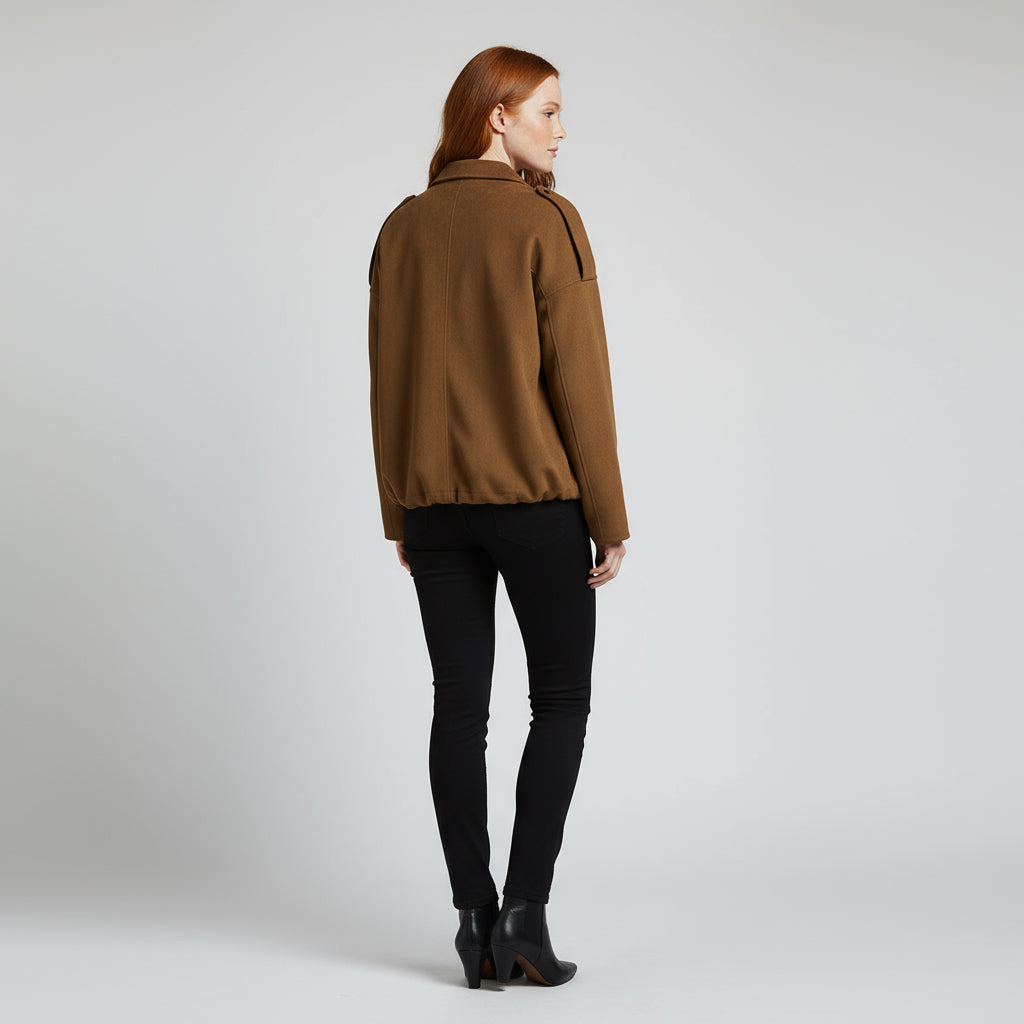 Women's Suede Bomber Jacket-Metro Lane Plaza