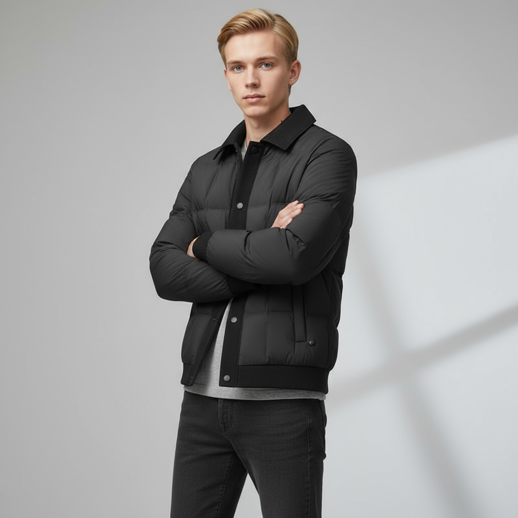 Men's Quilted Down Jacket - Montauk Style-Metro Lane Plaza