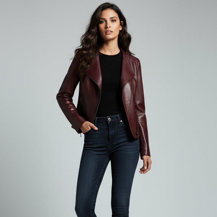 Women's Tailored Leather Jacket-Metro Lane Plaza