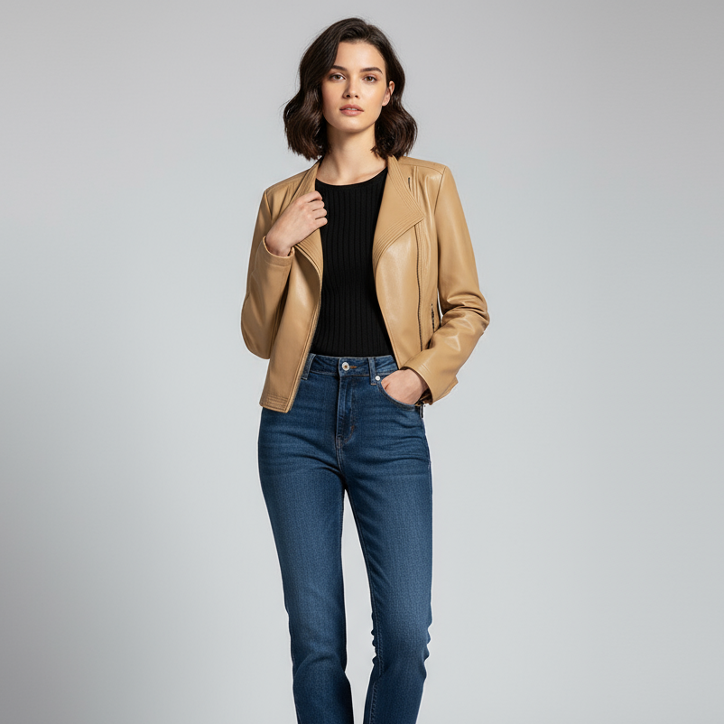 Women's Tailored Leather Jacket-Metro Lane Plaza