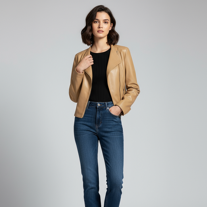 Women's Tailored Leather Jacket-Metro Lane Plaza