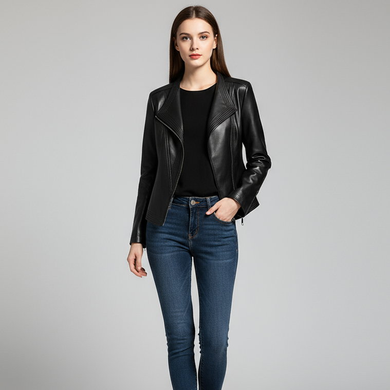 Women's Tailored Leather Jacket-Metro Lane Plaza
